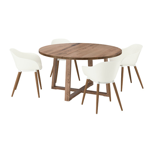 MÖRBYLÅNGA/GRÖNSTA table and 4 chairs with armrests