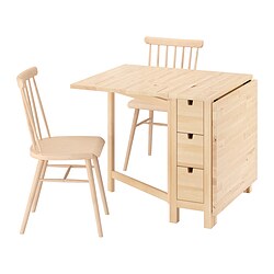 NORDEN/HÖGVED - table and 2 chairs, birch/birch veneer, 26/89/152
