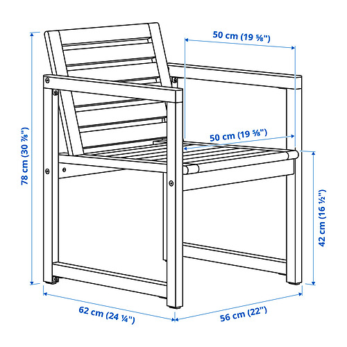 NÄMMARÖ chair with armrests, outdoor