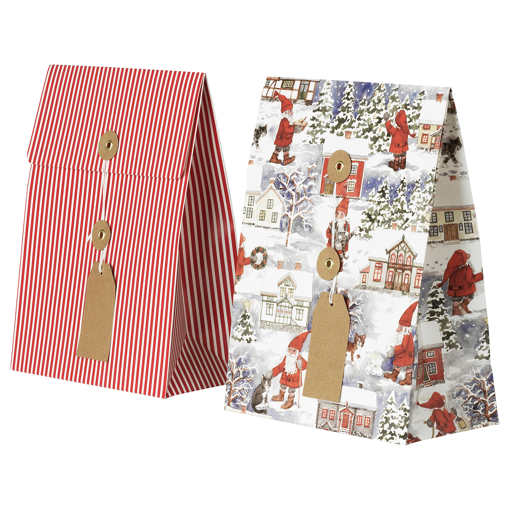 VINTER 2020 gift bag, Santa Claus pattern/stripe pattern red IKEA