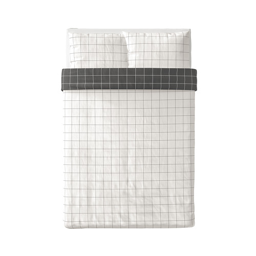 VITKLÖVER duvet cover and 2 pillowcases