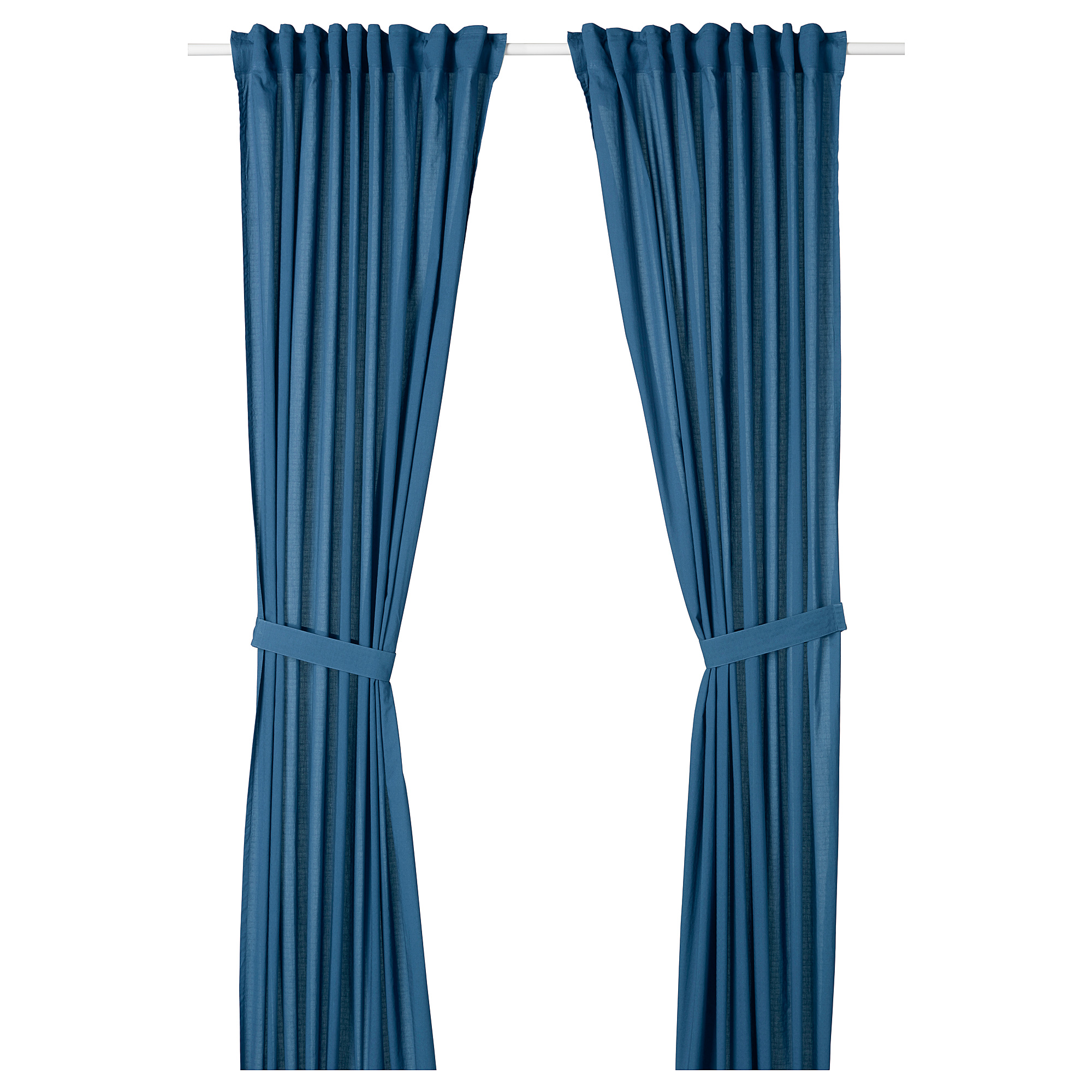 1 Pair Ikea Merete Curtains 100 Cotto 145x250 Cm White Beige Blue