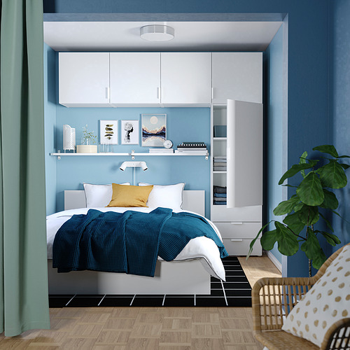 PLATSA wardrobe with 5 doors+3 drawers, white/Fonnes white