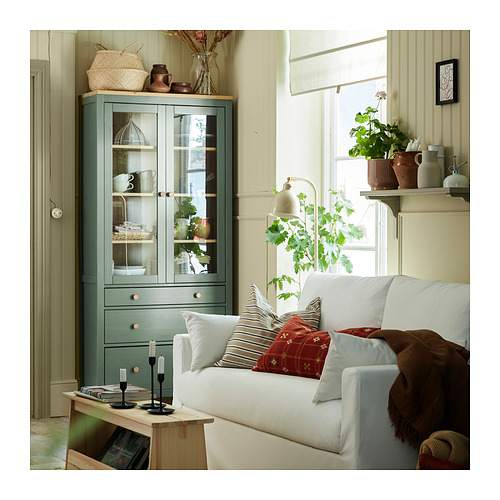 HEMNES glass-door cabinet with 3 drawers