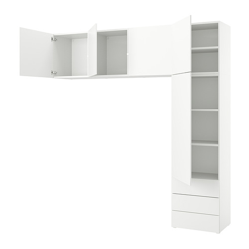 PLATSA wardrobe with 5 doors+3 drawers, white/Fonnes white