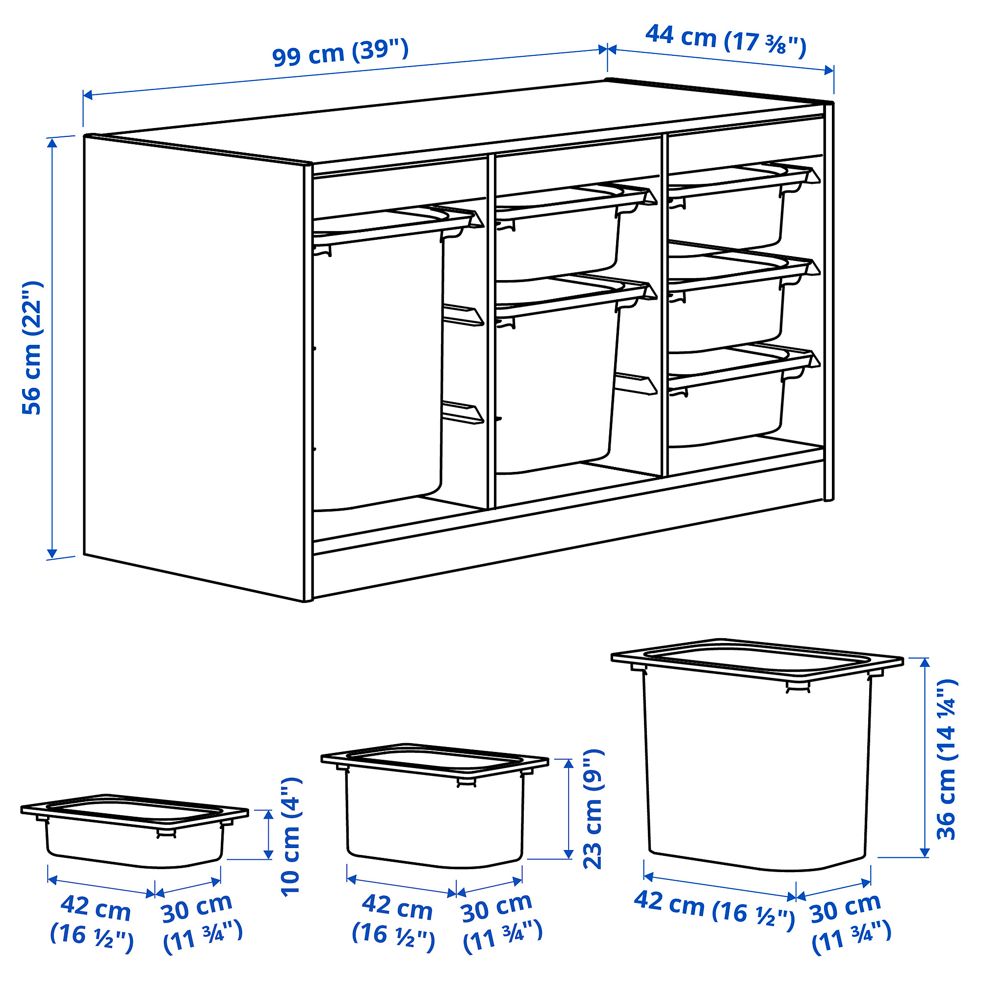 TROFAST storage combination with boxes