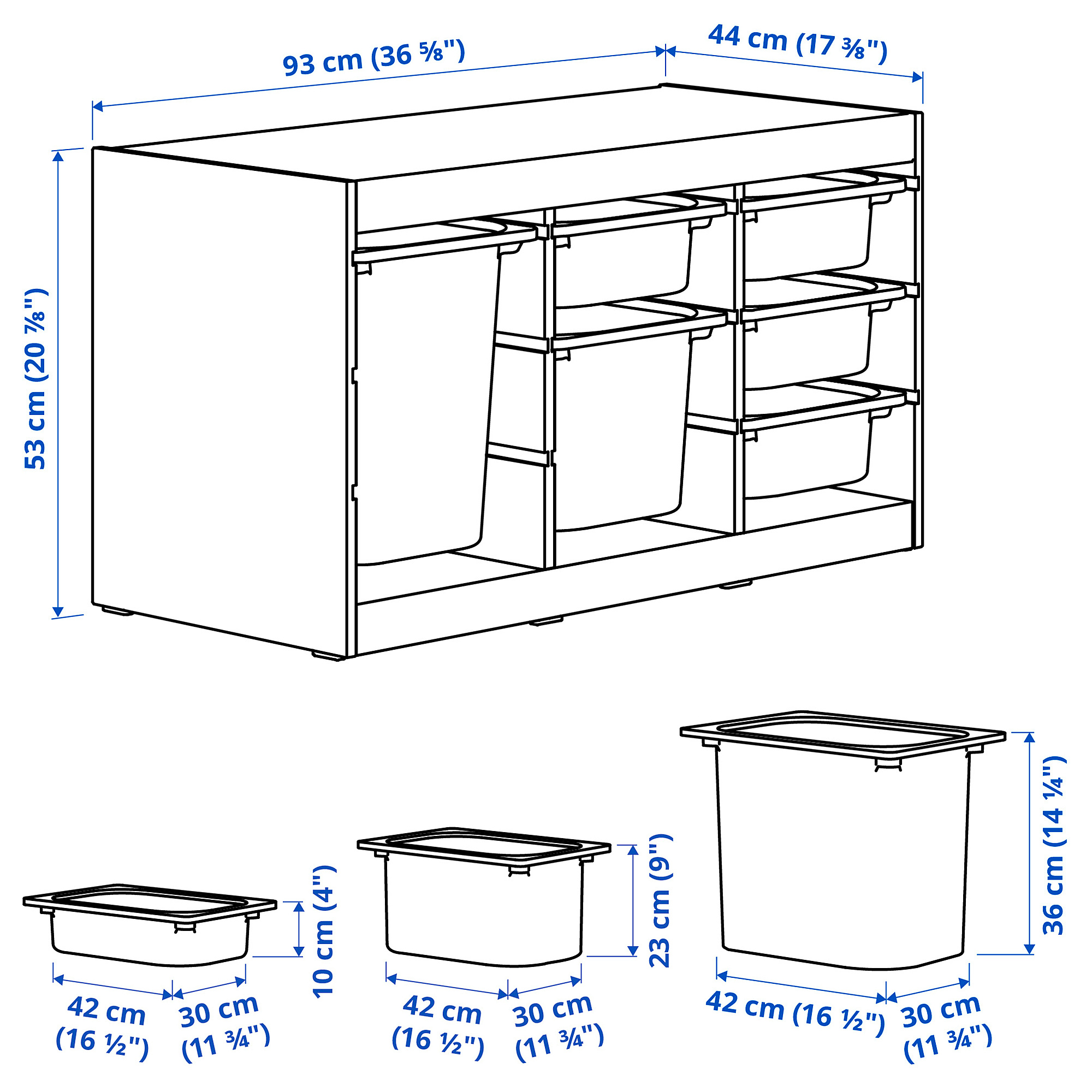 TROFAST storage combination with boxes