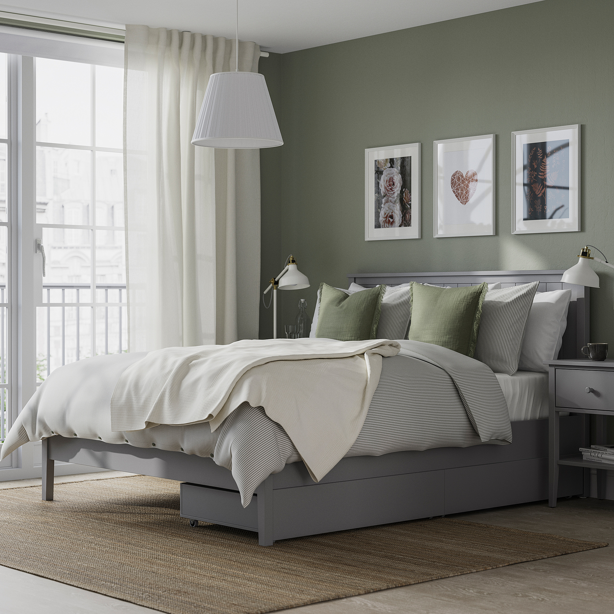 GULLABERG bed frame with 2 storage boxes