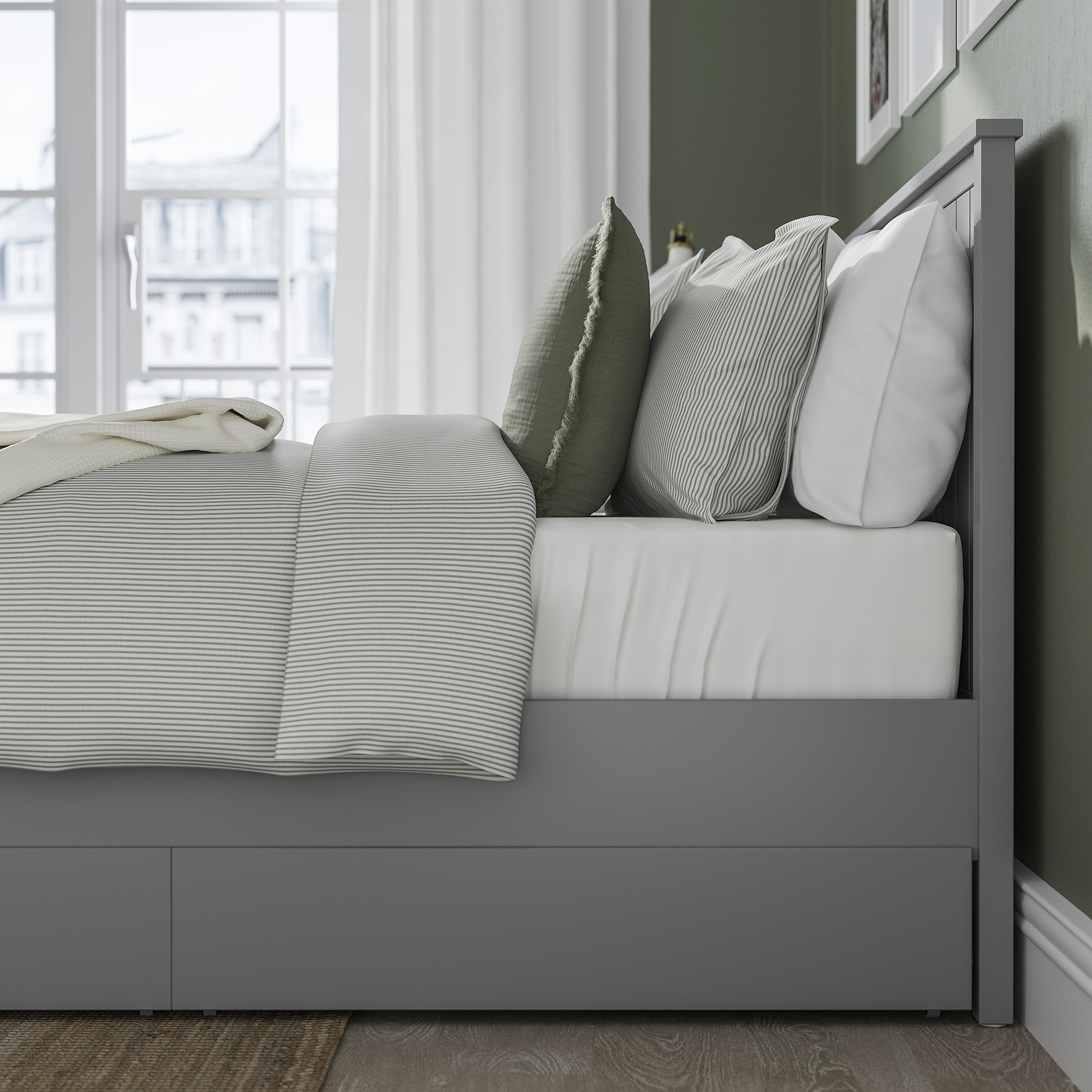 GULLABERG bed frame with 2 storage boxes