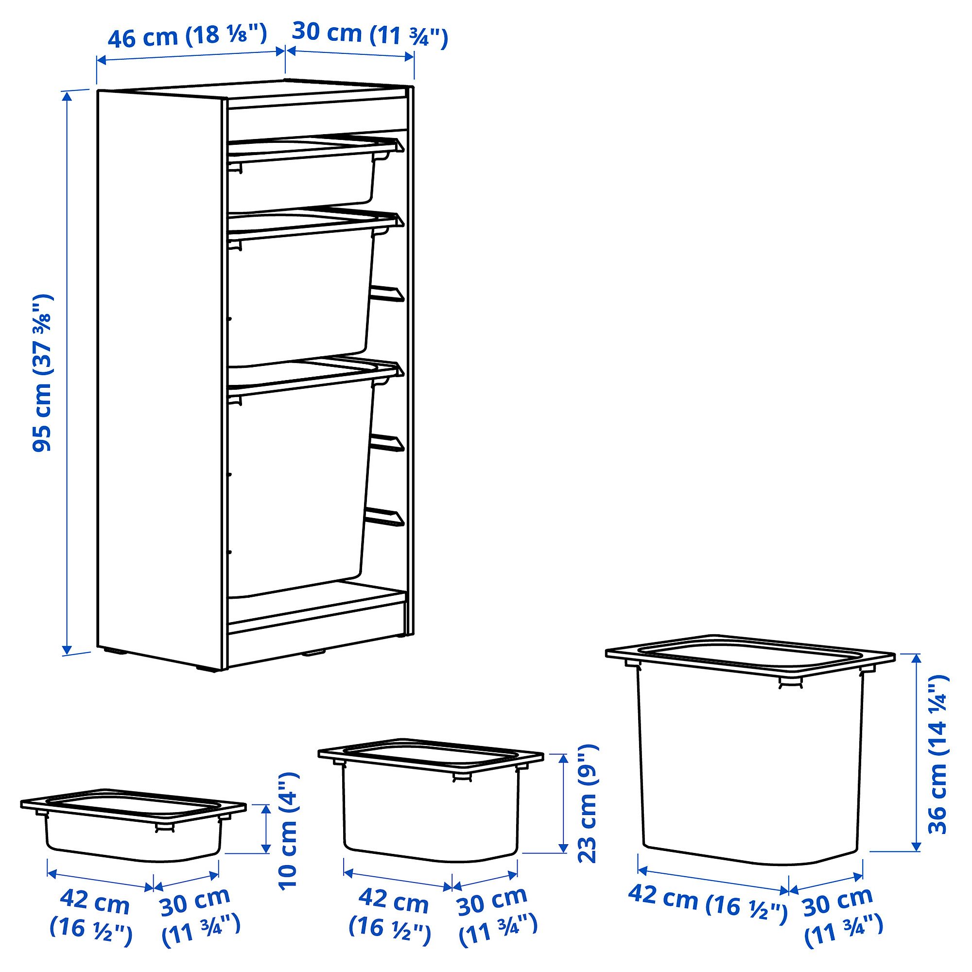 TROFAST storage combination with boxes