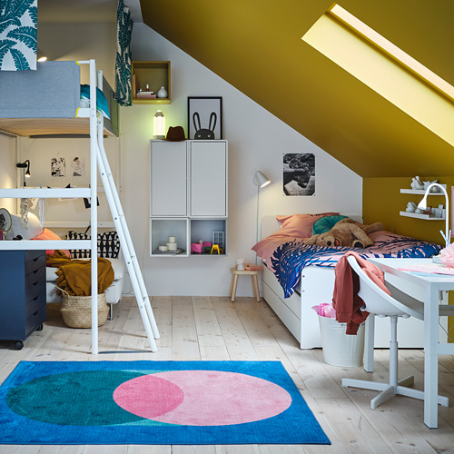 SLÄKT bed frame with underbed and storage, LURÖY