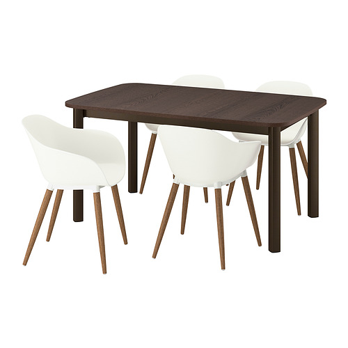GRÖNSTA/STRANDTORP table and 4 chairs with armrests