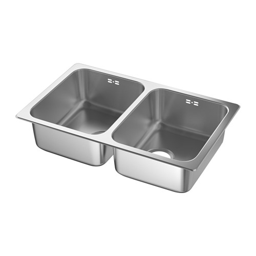 HILLESJÖN inset sink, 2 bowls