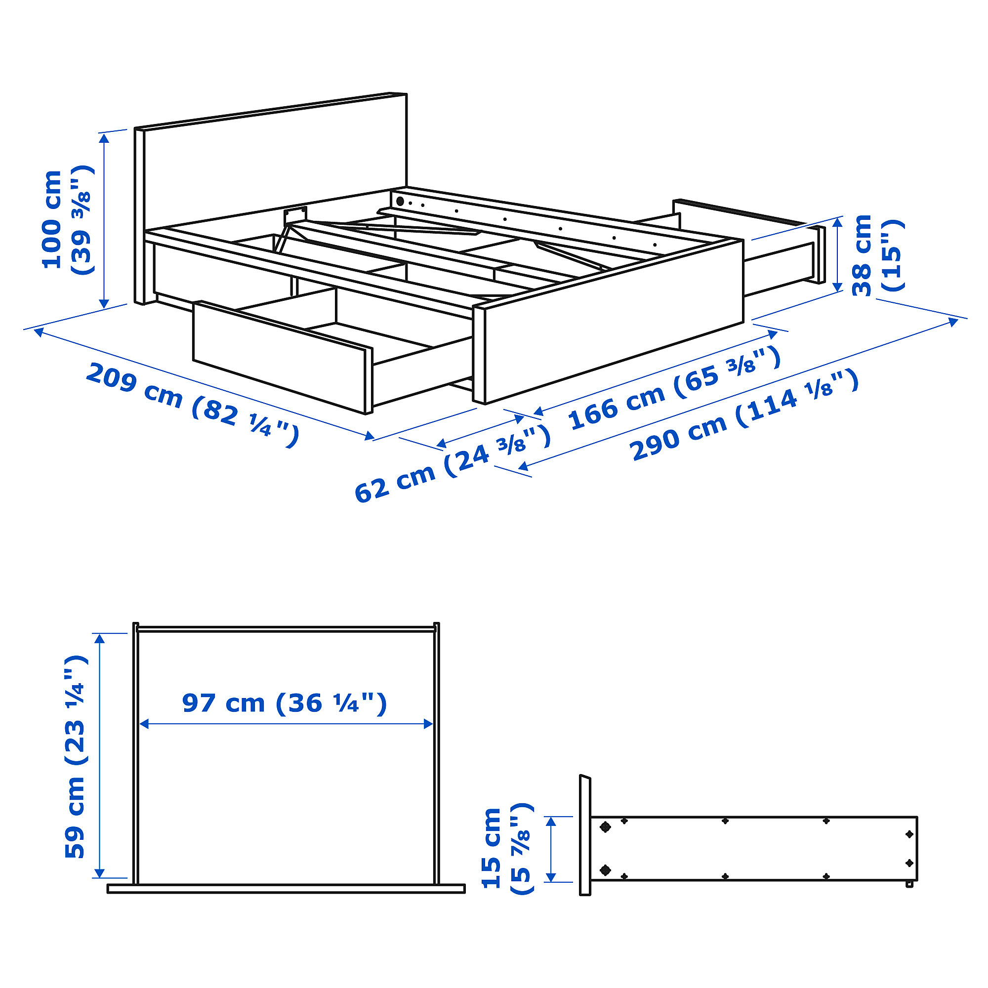 MALM 高身床架連4個抽屜