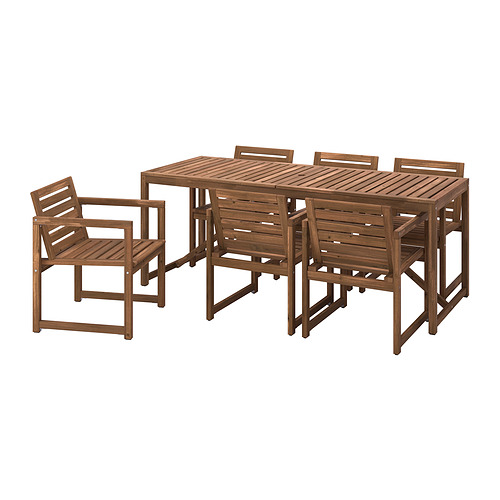 NÄMMARÖ table+6 chairs w armrests, outdoor