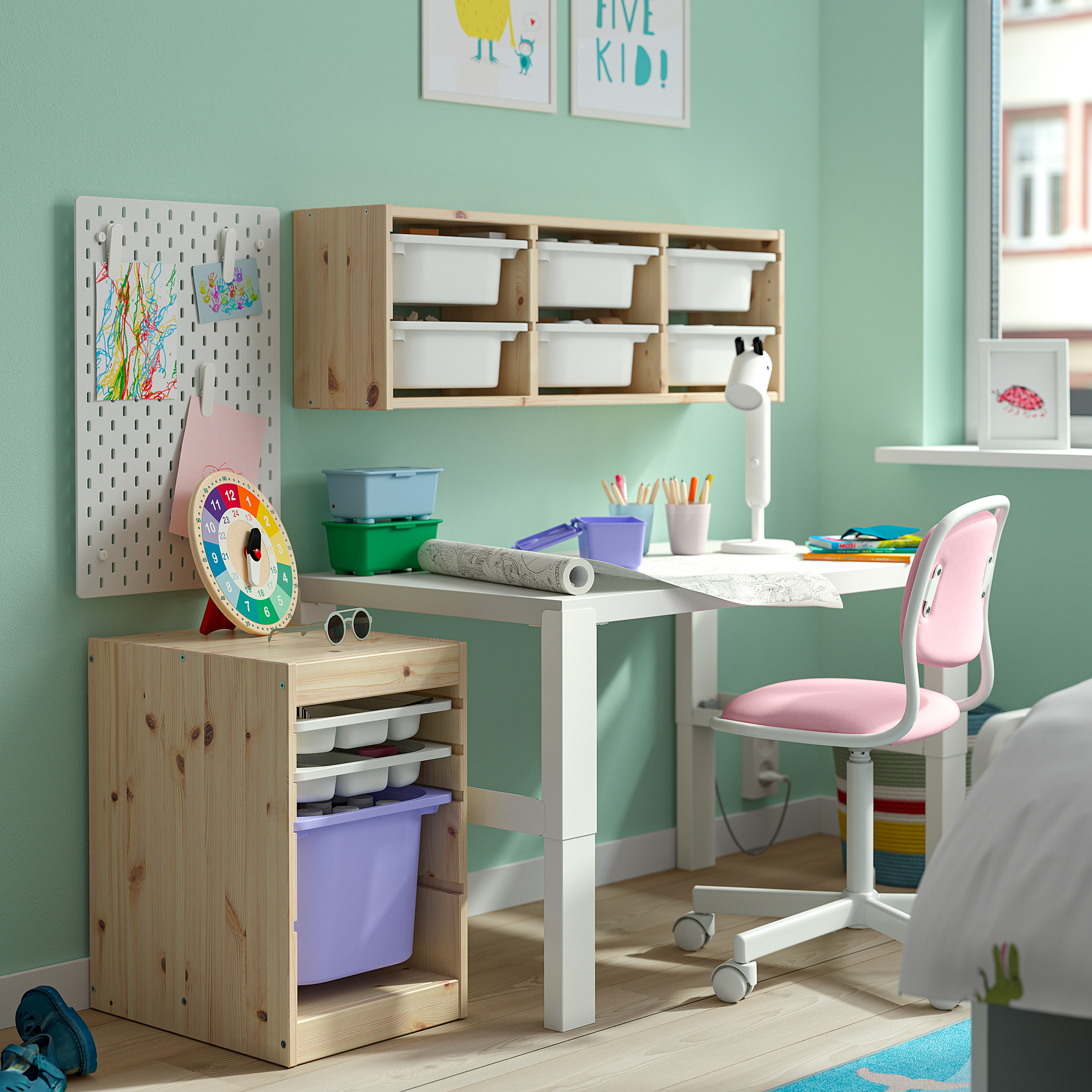 TROFAST storage combination with box/trays