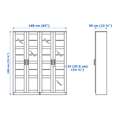 BRIMNES storage combination w glass doors