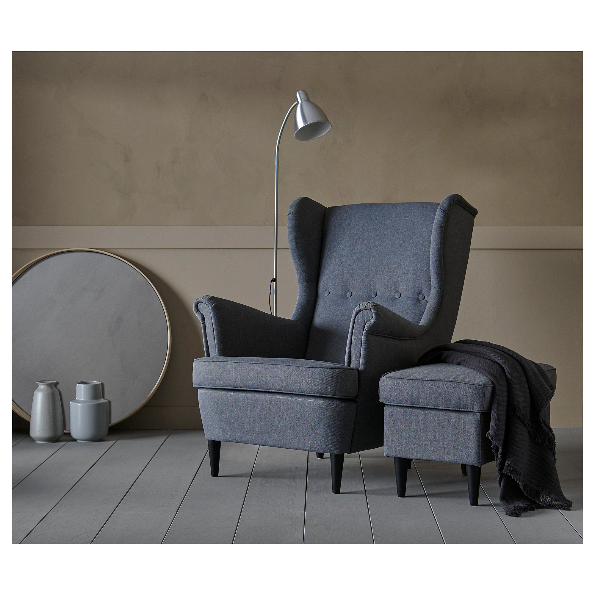 strandmon  wing chair nordvalla dark grey  ikea hong kong