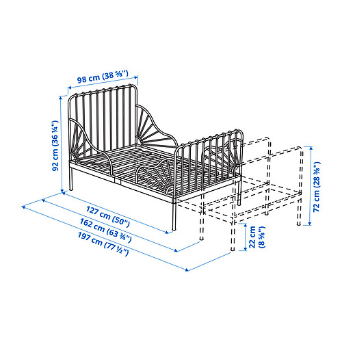 MINNEN ext bed frame with slatted bed base