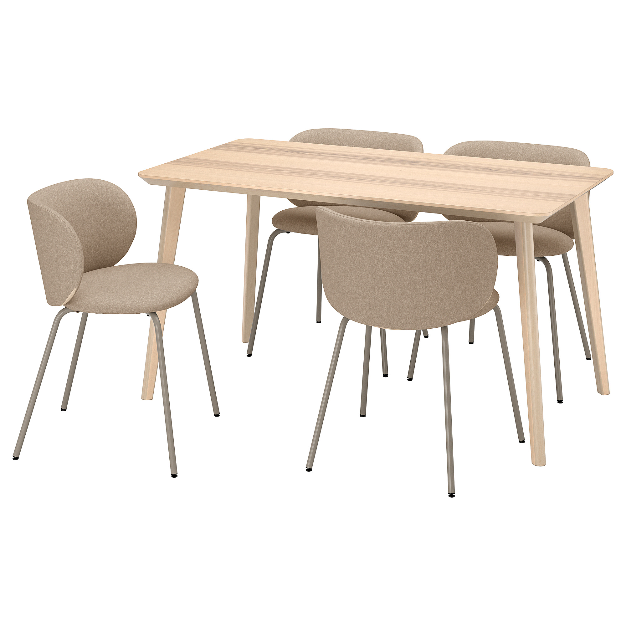 KRYLBO/LISABO - table and 4 chairs, ash veneer/Tonerud dark