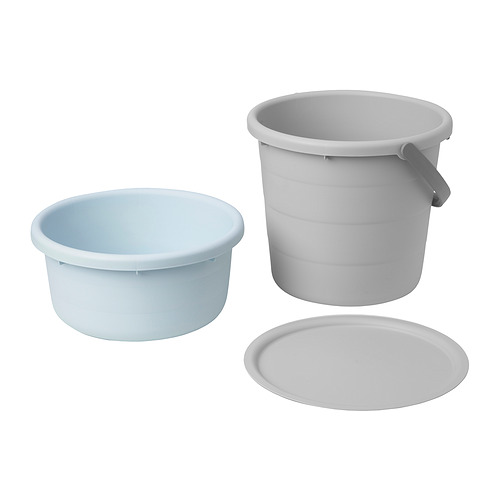 PEPPRIG 3-piece bucket set with lid