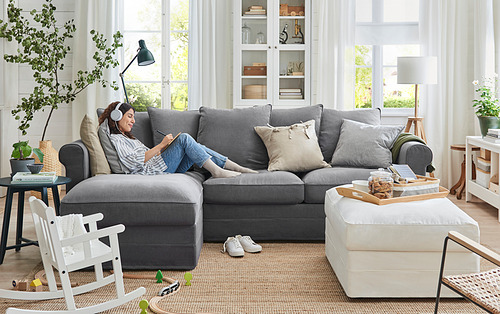 GRÖNLID 3-seat sofa-bed with chaise longue