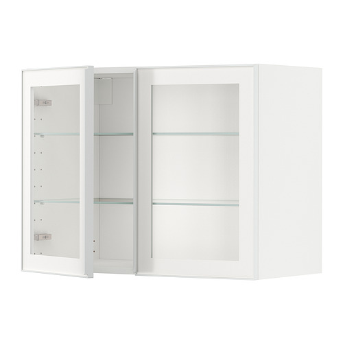 METOD wall cabinet w shelves/2 glass drs