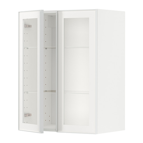 METOD wall cabinet w shelves/2 glass drs