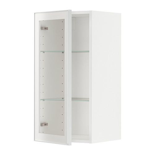 METOD wall cabinet w shelves/glass door