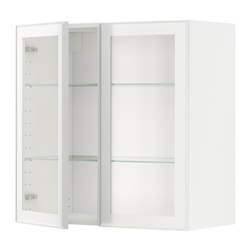 METOD wall cabinet w shelves/2 glass drs