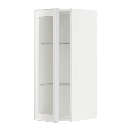 METOD wall cabinet w shelves/glass door