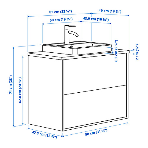 HAVBÄCK/ORRSJÖN wash-stnd w drawers/wash-basin/tap