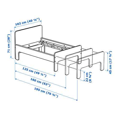 SLÄKT ext bed frame with slatted bed base