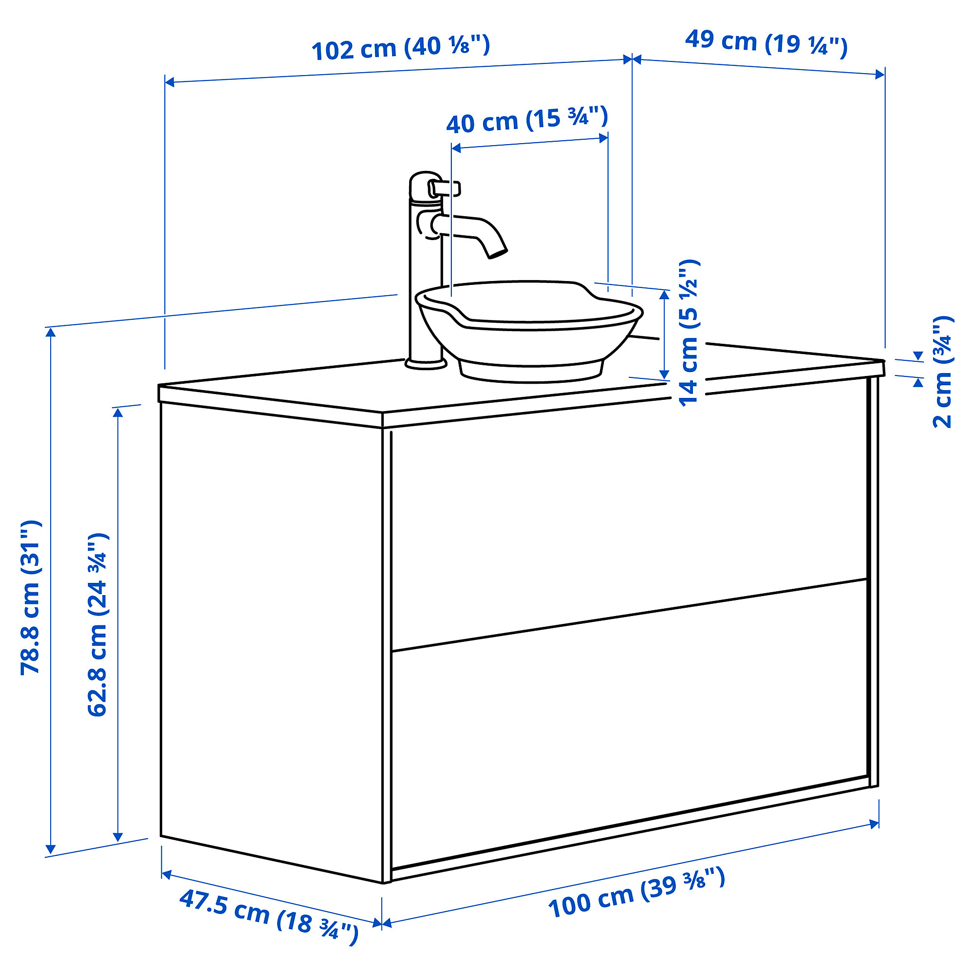 TÄNNFORSEN/VÄSTERSJÖN wash-stnd w drawers/wash-basin/tap