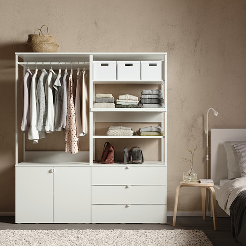 PLATSA wardrobe with 2 doors+3 drawers