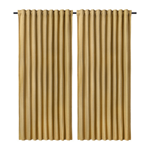 ANNAKAJSA - room darkening curtains, 1 pair, yellow-brown/with heading tape, 145x178 cm | IKEA Hong Kong and Macau - E1015957_S4