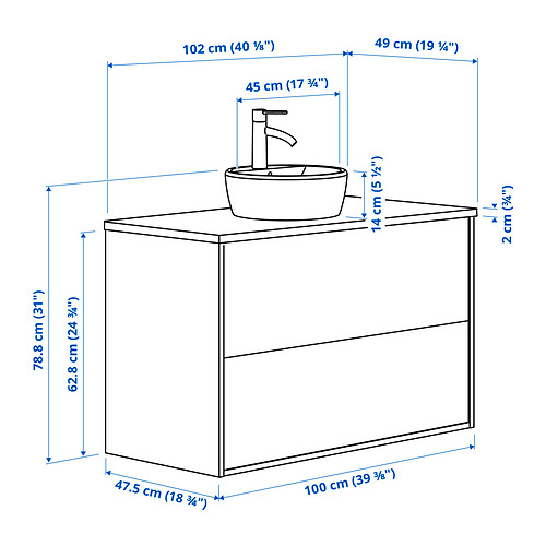 HAVBÄCK/TÖRNVIKEN wash-stnd w drawers/wash-basin/tap