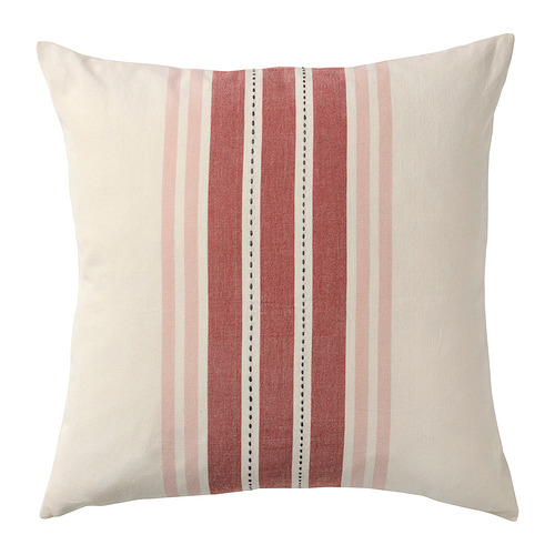 VEDMAL cushion cover, 50x50 cm, handmade/stripe light red-pink