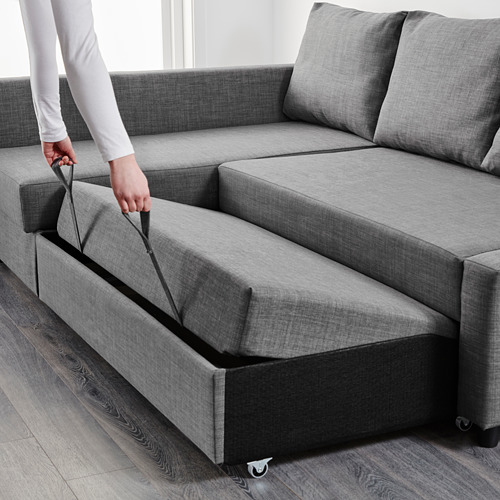 KLAGSHAMN/FRIHETEN corner sofa-bed with storage