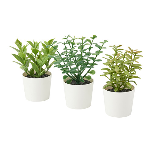 FEJKA artifi potted plant w pot, set of 3