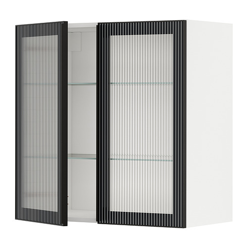 METOD wall cabinet w shelves/2 glass drs