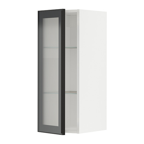 METOD wall cabinet w shelves/glass door