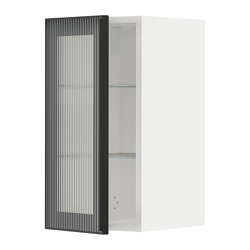 METOD wall cabinet w shelves/glass door