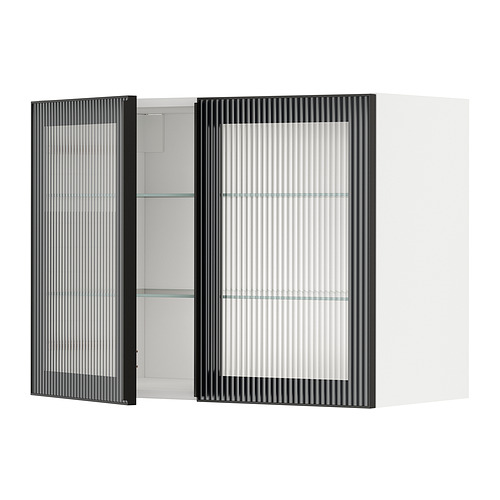 METOD wall cabinet w shelves/2 glass drs