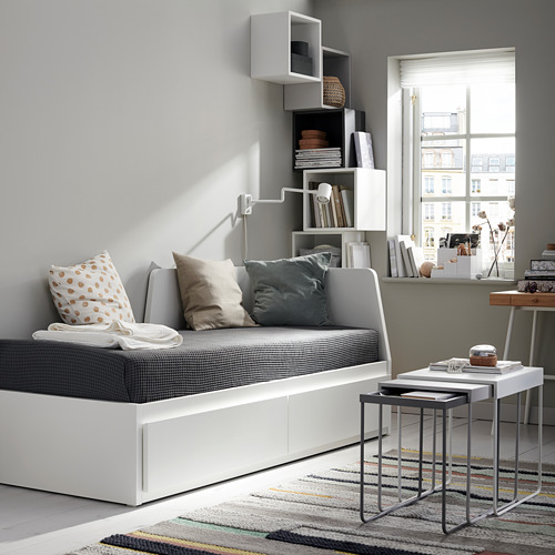 FLEKKE day-bed frame with 2 drawers