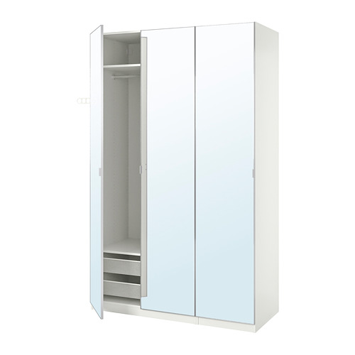 PAX/ÅHEIM wardrobe combination, white/mirror glass, 150x60x236 cm