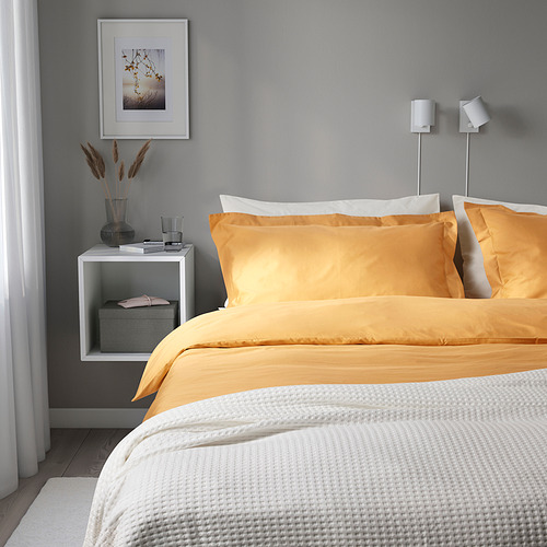 LUKTJASMIN duvet cover and 2 pillowcases, yellow, 200x200/50x80 cm