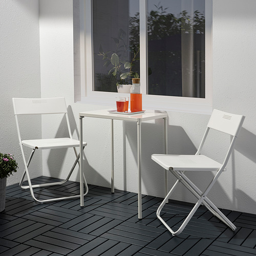 FEJAN table+2 folding chairs, outdoor