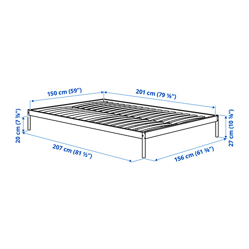 VEVELSTAD bed frame with 2 headboards