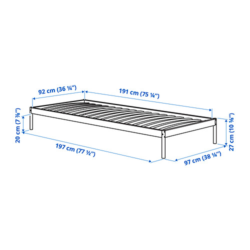 VEVELSTAD bed frame with 2 headboards